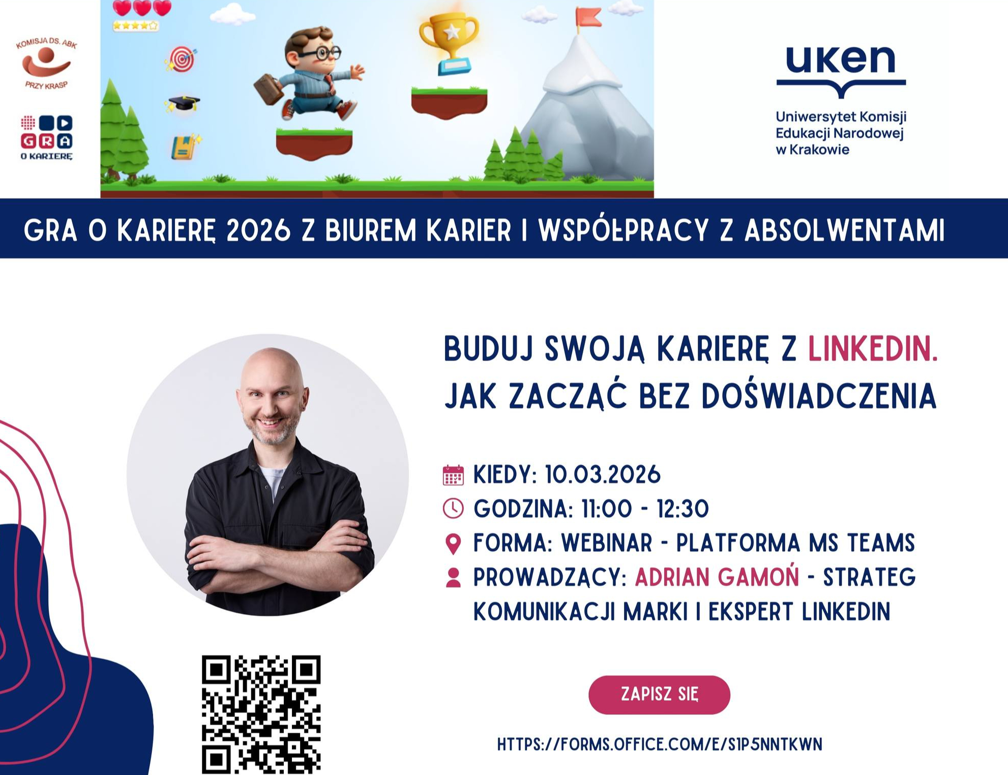 „Buduj swoją karierę z LinkedIn. Jak zacząć bez doświadczenia” - webinar Biura Karier Uniwersytetu Komisji Edukacji Narodowej w Krakowie 
