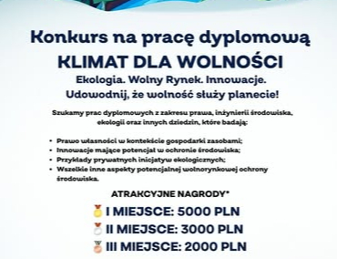Konkurs na prace dyplomowe "Klimat dla wolności" 