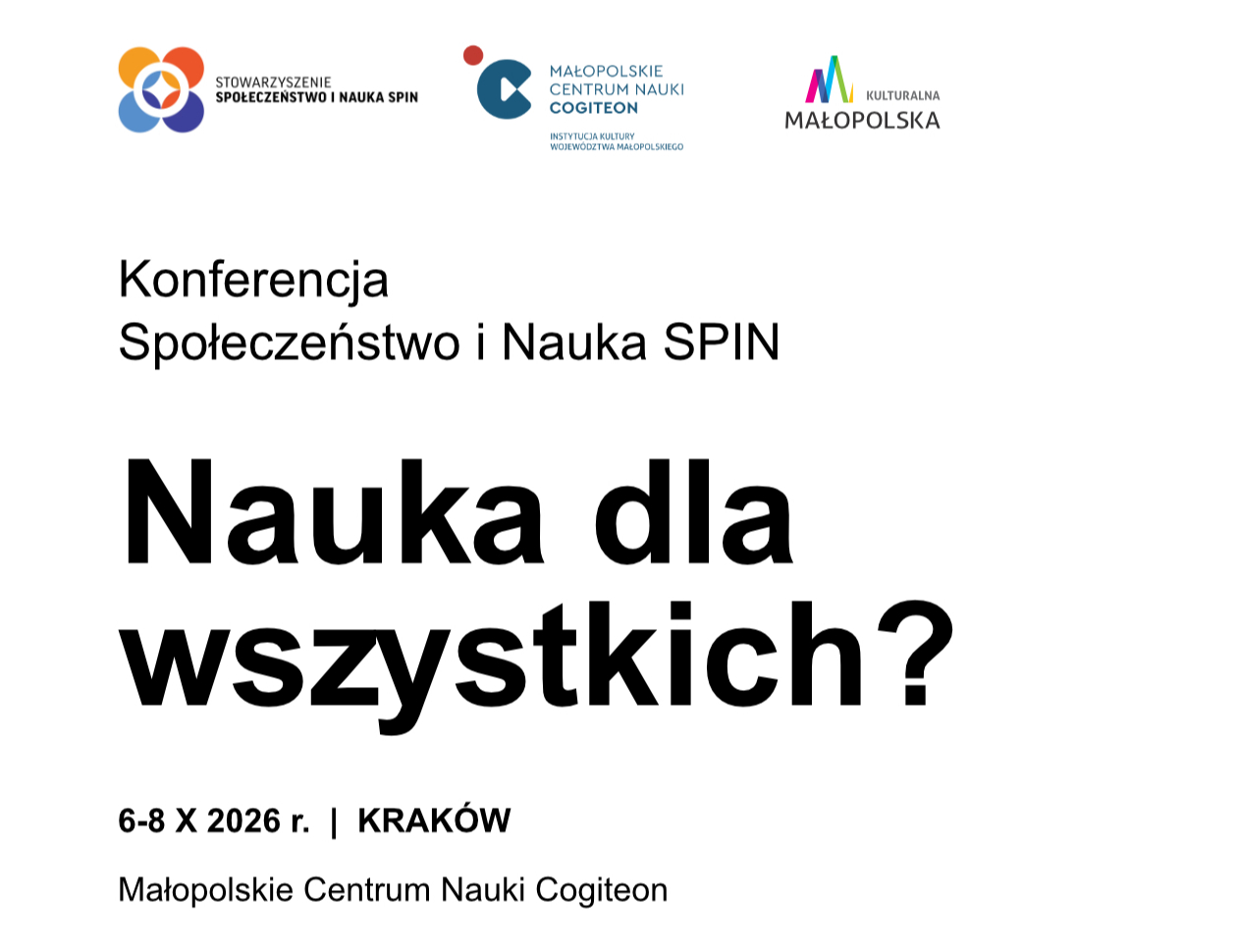Zaproszenie do udziału w Konferencji Społeczeństwo i Nauka SPIN 2026