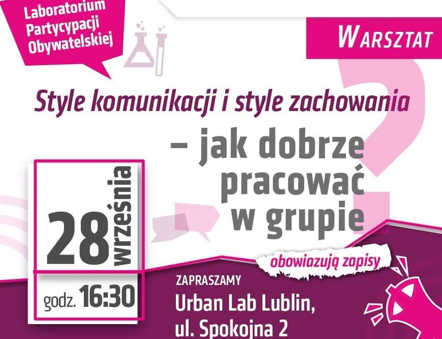 Style zachowania i komunikacji | 28 września, godz. 16:30 | Urban Lab Lublin
