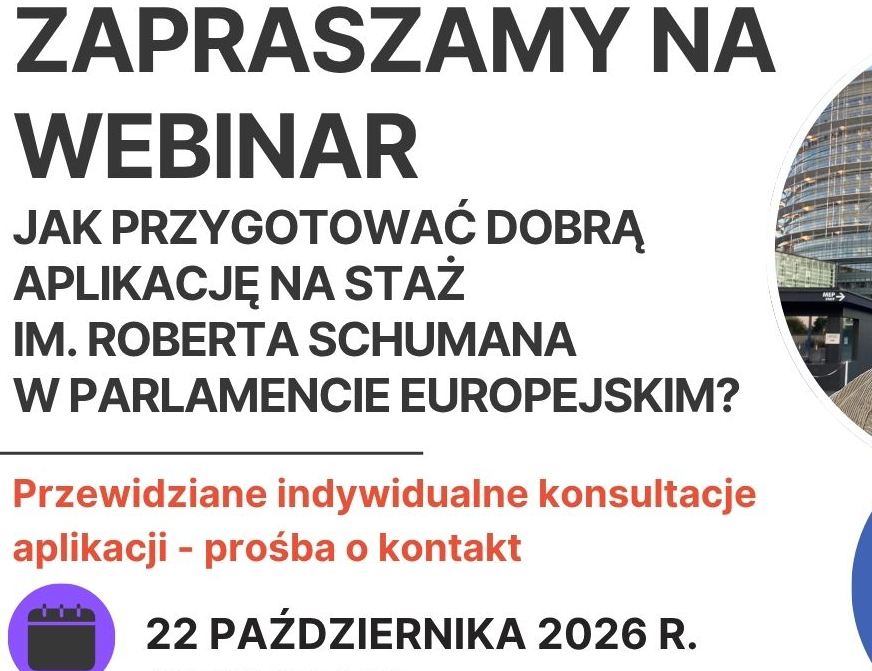 Webinar MSZ dotyczący staży w Parlamencie Europejskim - 22 października br.