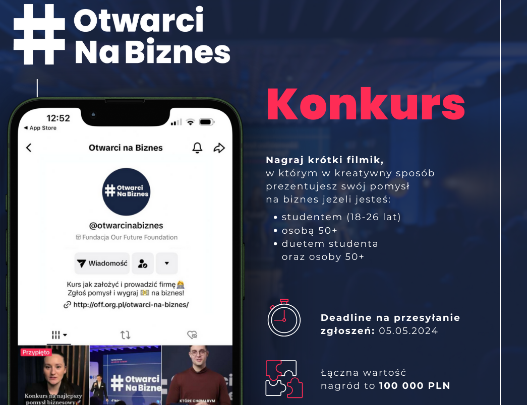 Konkurs #OtwarciNaBiznes - pula nagród 100 000 zł